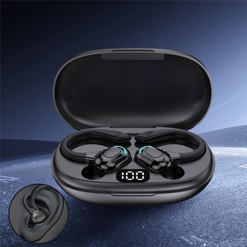 Earhook  Headset AI  Translation Öronproppar Digital Display Sport Noise Reduction Headset Blå 1