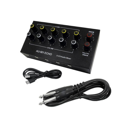 AU-501 Condenser Microphone Expander 5 Channel 6.5mm Microphone Mixer Multi-Channel Input Expander Hub