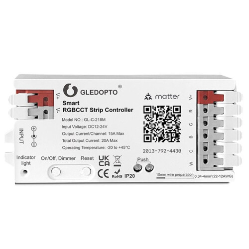 GLEDOPTO WiFi Matter Protocol RGBCW Light Strip Controller WLED LED Controller for Amazon