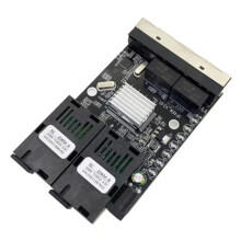 100M Fiber Optic Media Converter 4 RJ45 to 2 SC A+B Optic Connector 1310nm/1550nm PCBA Board 20KM Ethernet