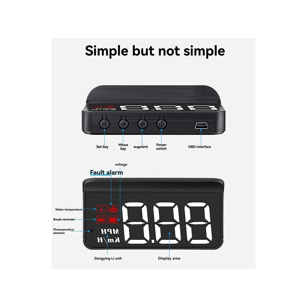M3 Obd2 Hud Car Projector Display Digital Speedometer Temperature Voltage Monitor With Kmh/Mph And Alarms System 4711474032713