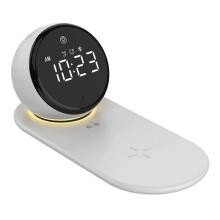 Despertador Digital, Luzes Noturnas, Carregador Rápido Sem Fio de 15 W, Luminária de Mesa Sensível Ao Toque com 3 Níveis e Soneca