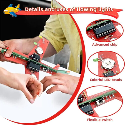 DIY Electronic Kit Small Airplane Flow Lamp Welding Practice Electronic Science Assembly Kit Flashing LED PCB 2