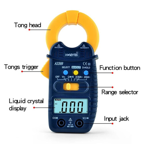 HONEYTEK Capacitor/Inductor & Clamp Meter Set, Handheld LCD Digital 2000pF-20mF Range Capacitance Tester A3399 2