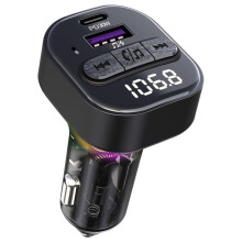 5.3 FM-Transmitter Fürs Auto mit Typ-C PD-Autoladegerät, Unterstützt MP3-Player, Freisprechfunktion, LED-Hintergrundbeleuchtung