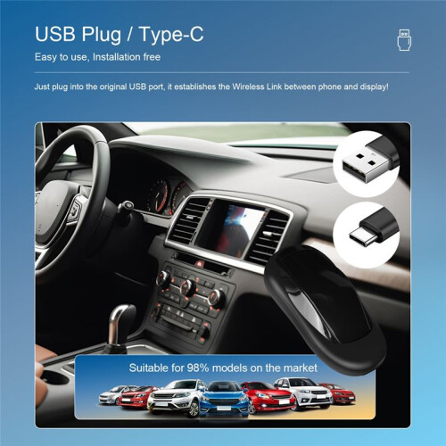 Wireless CarPlay Adapter for IOS Android, Support CarPlay Android Auto 2-in-1 Box , Mirror Link, 2G+32G, Android 13 2