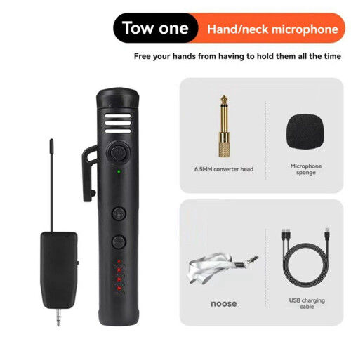 Wireless Microphone with 6.5mm Converter Adapter Neck-Hanging Teaching Microphone Outdoor Live Broadcast Microphone 1