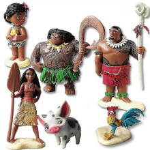 (As show, One size) 6-Piece Moana Mini Figure Set for Cake Toppers and Party Favours