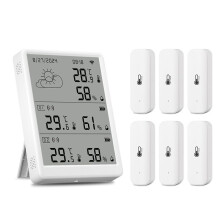 Tuya WIFI Weather Station Digital Forecast Screen with 6 WiFi+RF433 Sensors Thermometer Hygrometer Support Voice Control