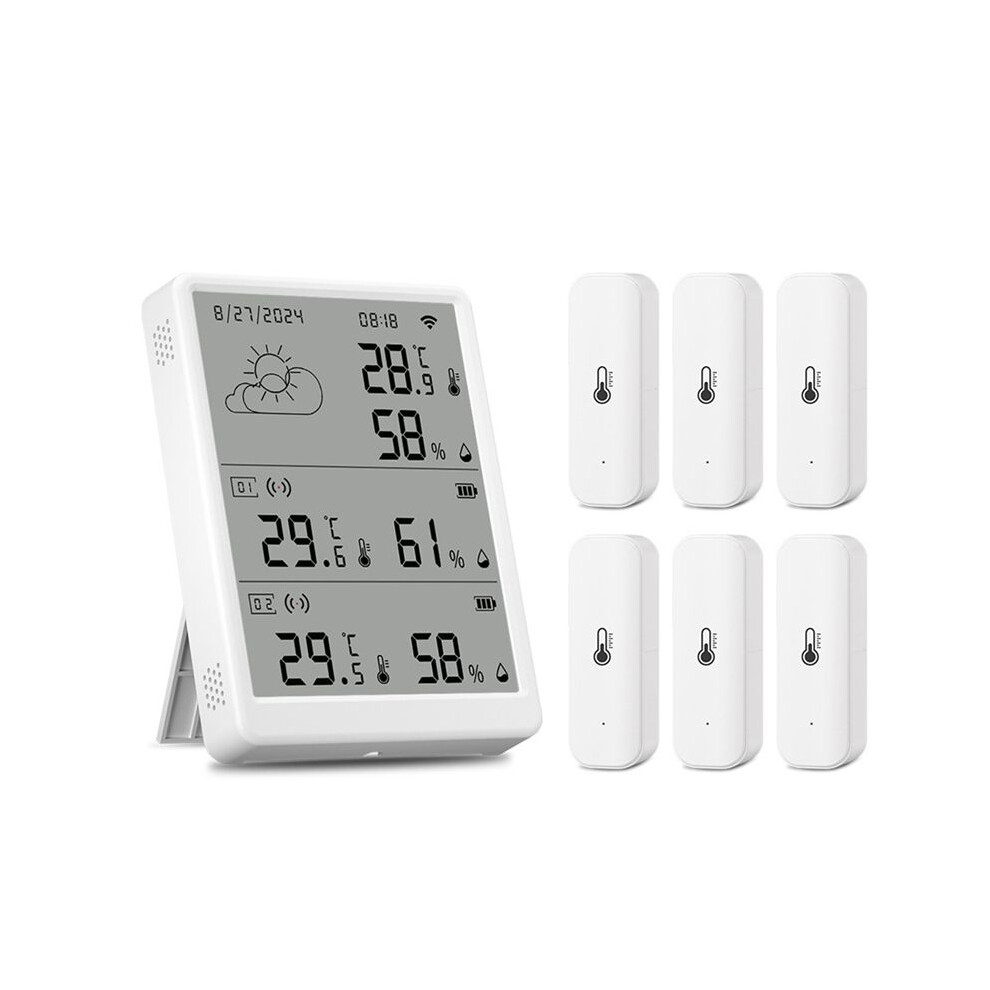 Tuya Wifi Weather Station Digital Forecast Screen With 6 Wifi+Rf433 Sensors Thermometer Hygrometer Support Voice Control 4712660590406
