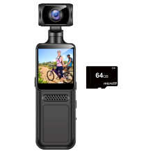 4G Protable Digital Camera 2K Pocket Motion Camera 180 Degrees Rotate Bike Driver Recorder Kroppssliten Kamera 64G