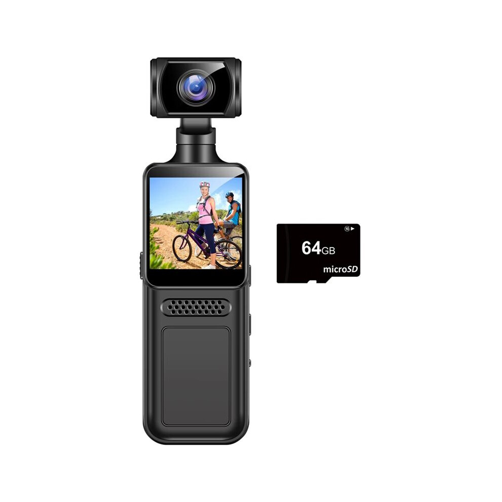 4G Protable Digital Camera 2K Pocket Motion Camera 180 Degrees Rotate Bike Driver Recorder Body Worn Camera 64G 6031272694011