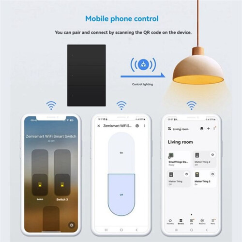 Matter WiFi   Wall Light   Control Gangs Button for  Things Homekit APP 1 Gangs 2