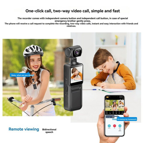 4G Protable Digital Camera 2K Pocket Motion Camera 180 Degrees Rotate Bike Driver Recorder Body Worn Camera 64G 1
