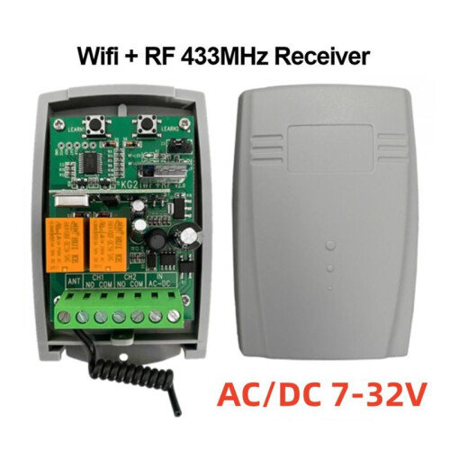 Tuya WiFi 7-32V Garage Door Receiver 4CH 433.92MHz Universal Fixed Scroll Code Remote Control Set 1