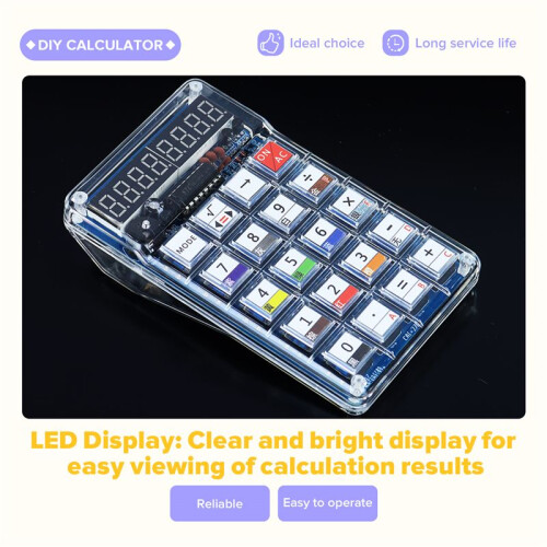 DIY Calculator Kit LED Display Calculator Electronic Making with Batteries for Learn Soldering Assembly Practice A