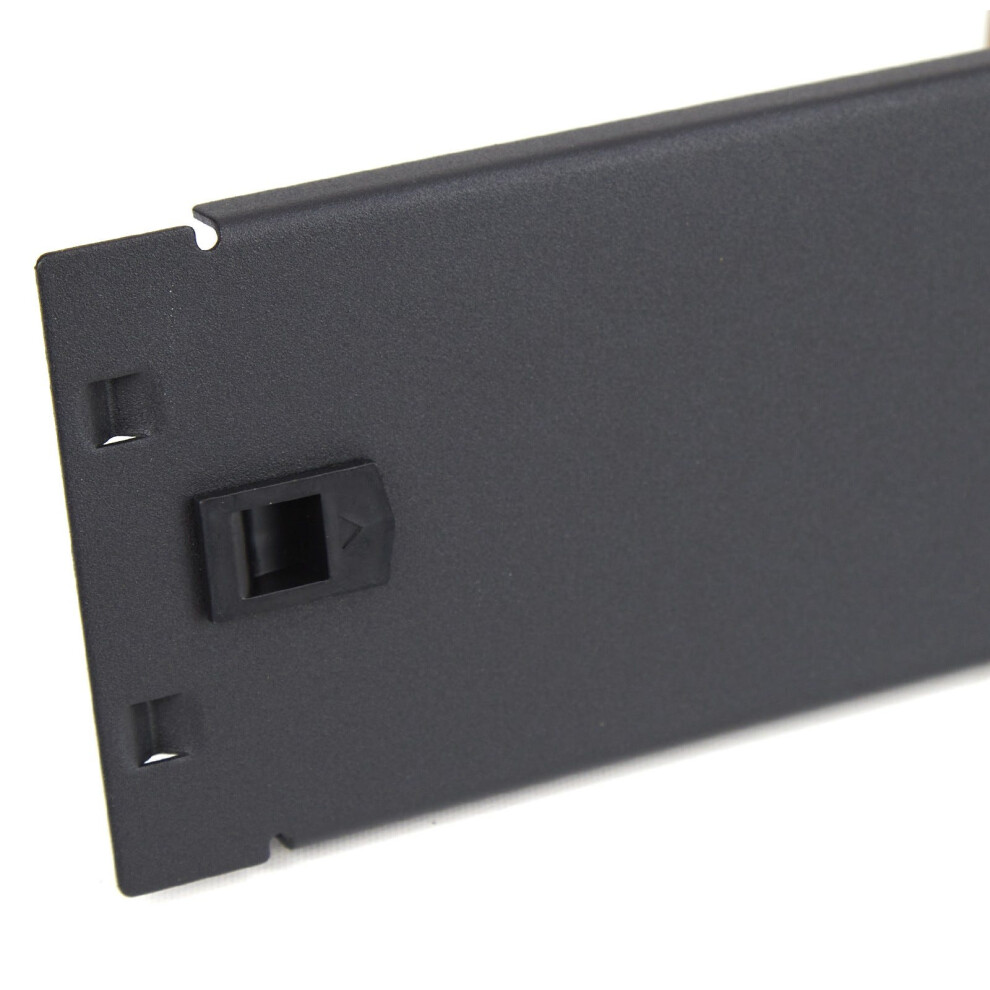 Kenable Toolless Quick-Fit Blanking Plate Solid 2U Comms Data Cabinet Rack 19 Inch Black