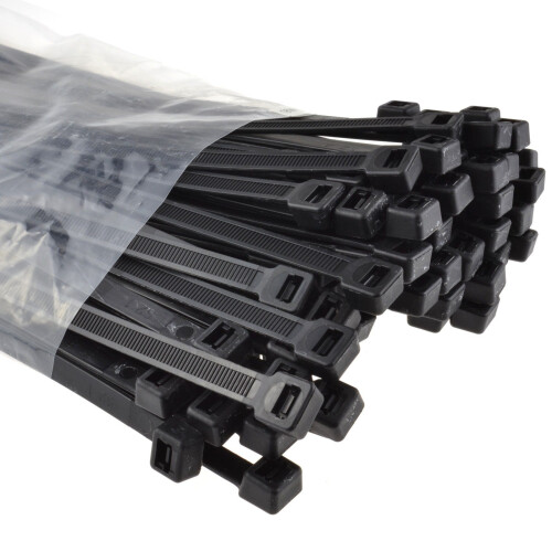 kenable Black Cable Ties 450mm x 9mm Nylon 66 UL Approved [100 Pack]