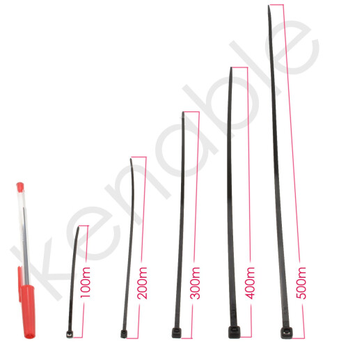 kenable Black Cable Ties 450mm x 9mm Nylon 66 UL Approved [100 Pack] 2