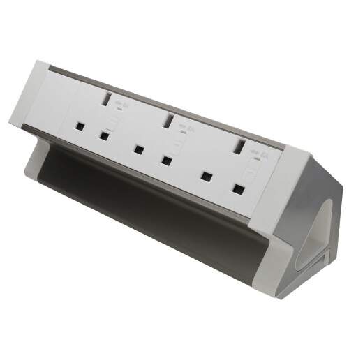kenable Office Desk Table Mountable PDU 3 x UK Mains Socket Outlets Power POD White