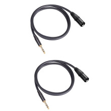 2X 6.35 mm 1/4 Inch Male to XLR Male Audio Stereo Mic Cable - Male to XLR Male Balanced Speaker Mic Cable, 1 Meter