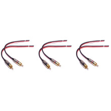 6X Speaker Cables to RCA Plugs Adapter, 2-Channel (1 Foot)