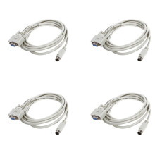 4X DB9P to 8P Din RS232 Download Cable White 8.2 Ft for PLC DVP-EH