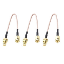 3X SMA Hembra A SMA Macho F/M Antena Adaptador de Conexion de Cable Negro + Oro
