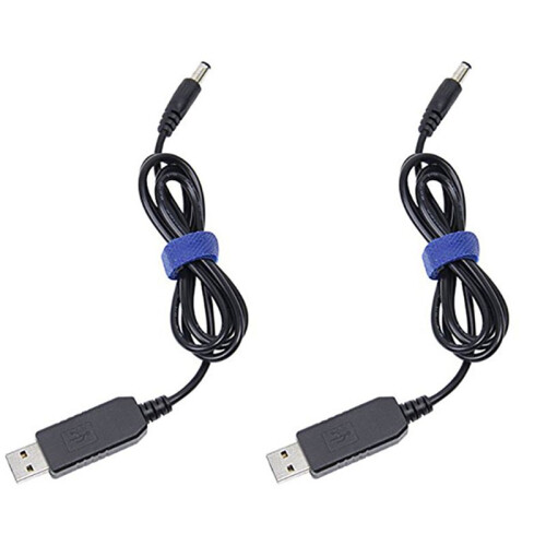 2X Cable de Conversion USB A  Cable de Aumento de Voltaje 5V A 9V 5.5X2.1mm  Macho 1M Nuevo