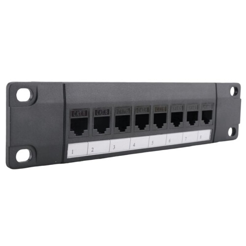 2X 8 Port Straight-Through CAT6 Patch Panel RJ45 Network Cable Adapter Jack Ethernet Distribution Frame 2