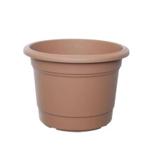 40cm Round Milano Planter Brown Plastic Flower Plant Trees Garden Patio Balcony