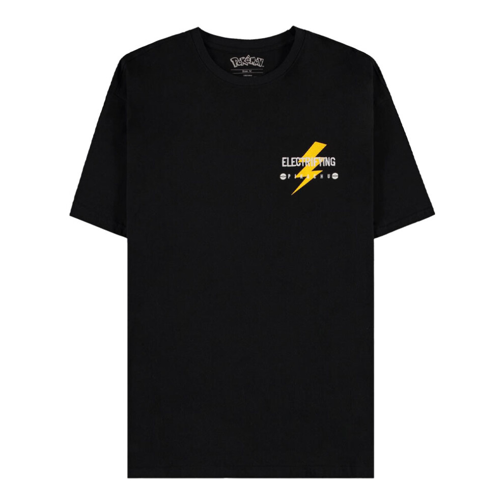Pokémon Pokemon Pikachu Electrifying Line Art T Shirt Black