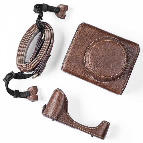 PU Leather Camera Case for G7X2/ G7X3, Adjustable Strap, White 2