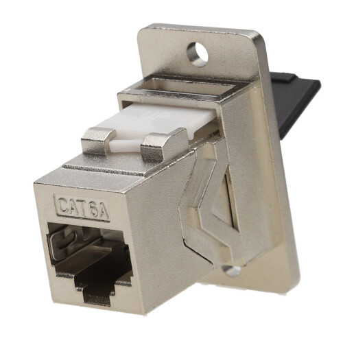 Keystone Cat6A Shielded FTP Pass Through RJ45 Panel Mount Coupler Adapter 1