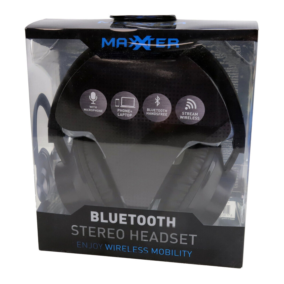 Maxxter Bluetooth Wireless Headset Headphones With Mic Black 8716309108911