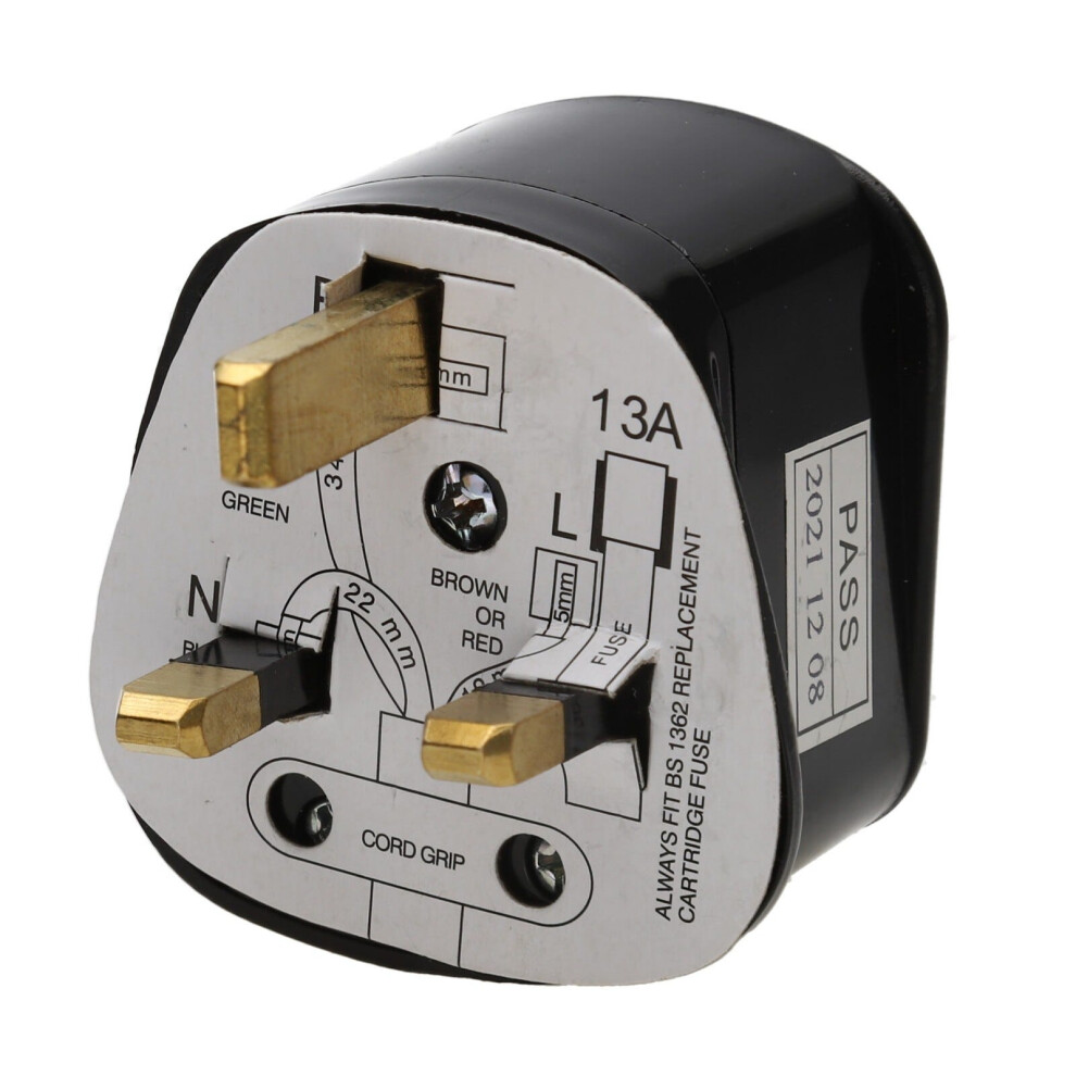 Kenable Rewireable Surge Protected 3 Pin Uk Mains Plug Fitted 13A Amp Fuse Black