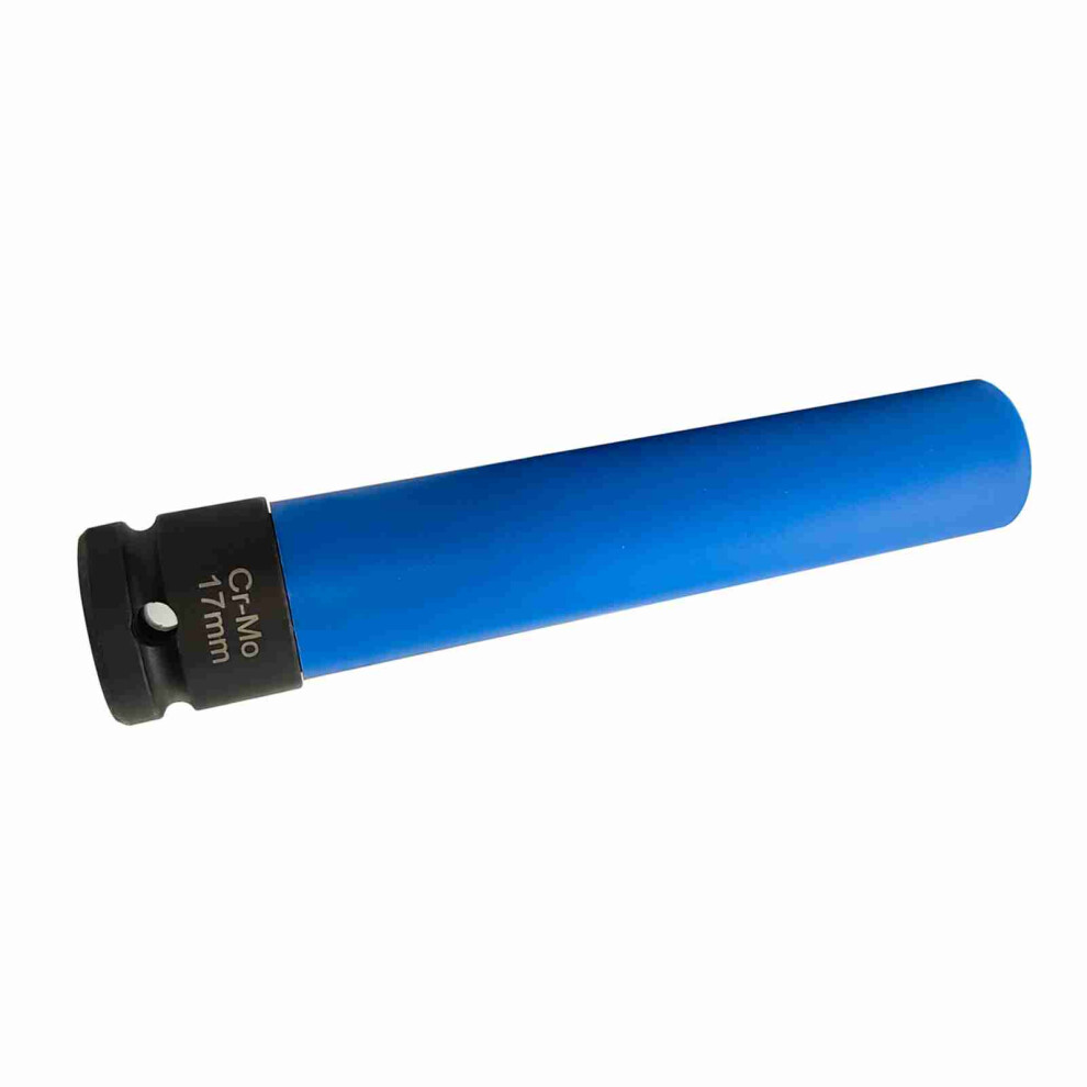 1/2" Drive 17Mm Deep Impact Wheel Lug Nut Socket, Cr-Mo Steel, Blue 4911386228482
