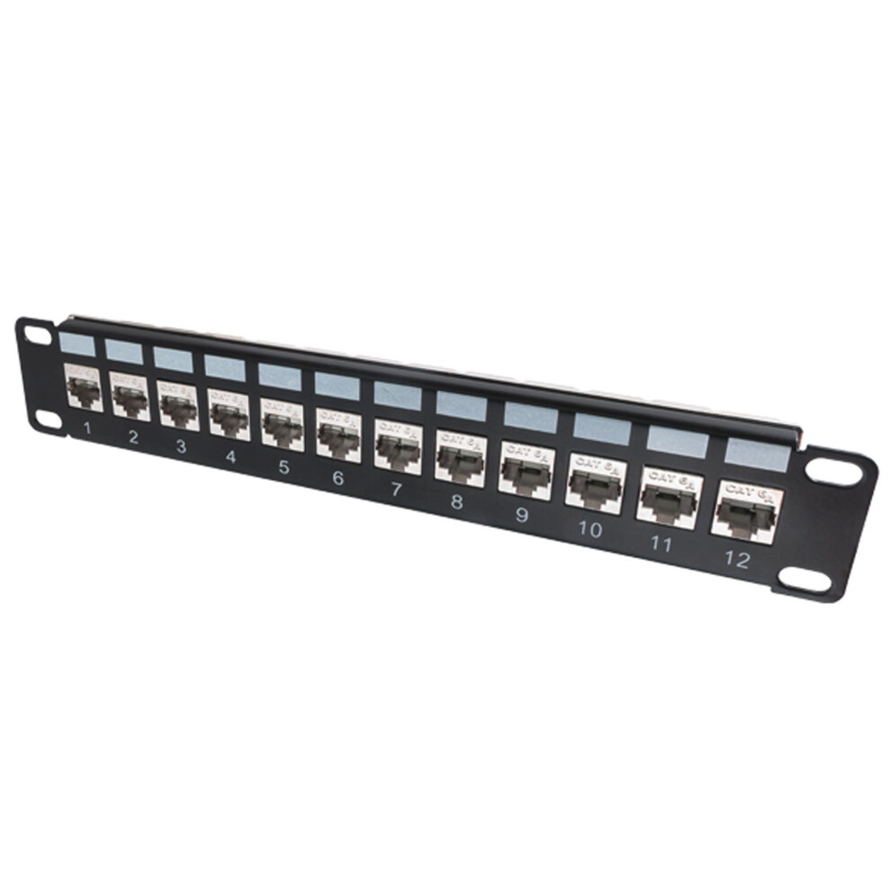 Minimedia 10 Inch Soho Cat6a 12 Port Patch Panel For Ethernet Lan Network Cable 5054338123943