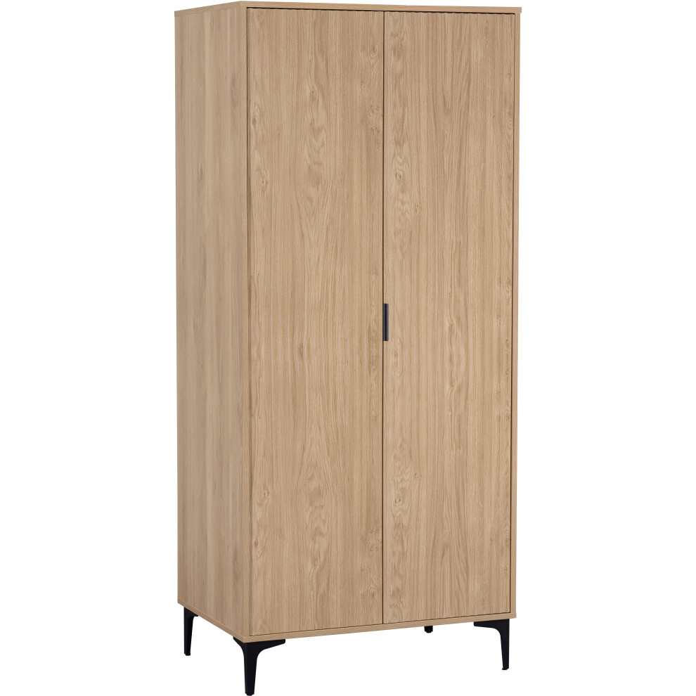 Seconique Miami 2 Door Wardrobe - Oak Effect With Black Feet Not,Specified