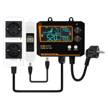 Carbon Dioxide Controller Dual Channel Split Probe CO2 Monitor CO2 Pressure Reducer Valve for Greenhouse EU Plug A
