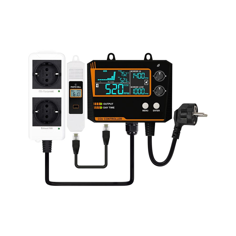 Carbon Dioxide Controller Dual Channel Split Probe Co2 Monitor Co2 Pressure Reducer Valve For Greenhouse Eu Plug A 6031067400070