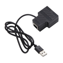 Adaptateur Répartiteur Ethernet 100 Mbps avec Câble D'Alimentation RJ45 LAN 1 Entrée 2 Sorties pour Routeur et PC en Réseau