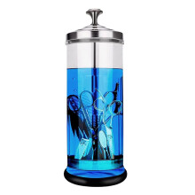 Bocal Désinfectant Incassable, Bocal Désinfectant pour Salon de Coiffure, Bocal Désinfectant en Verre de 1,5 L avec Plateau Filtre Amovible