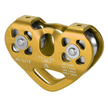 30kN Cable Trolley Pulley with  Bearing Climbing Caving Aloft Work Rescue Gold