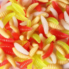 (As show, 100Pcs Green) 100pc Scented Silicone Fishing Lures - 2cm Glow-in-the-Dark Baits for River & Lake