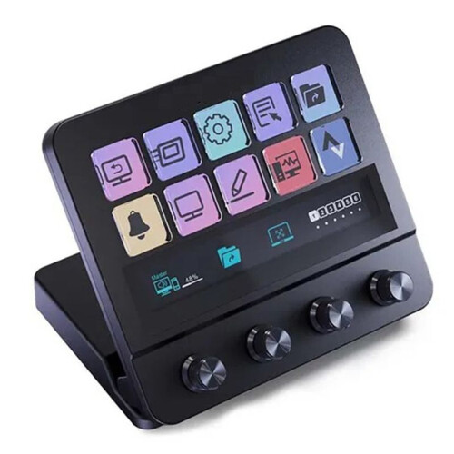 Mbox N4 Stream Deck Stand Touch Strip 10-Key Visual Macro Keyboard Quad-Dial Interface Dual Usb-C Usb-A Hub Black