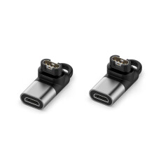Type-C Charger Adapter for Fenix 7, 7X, 5S,6PRO, Instinct E, 1, 2, 2S, 2X, 3. 2 Pieces Silver & Black