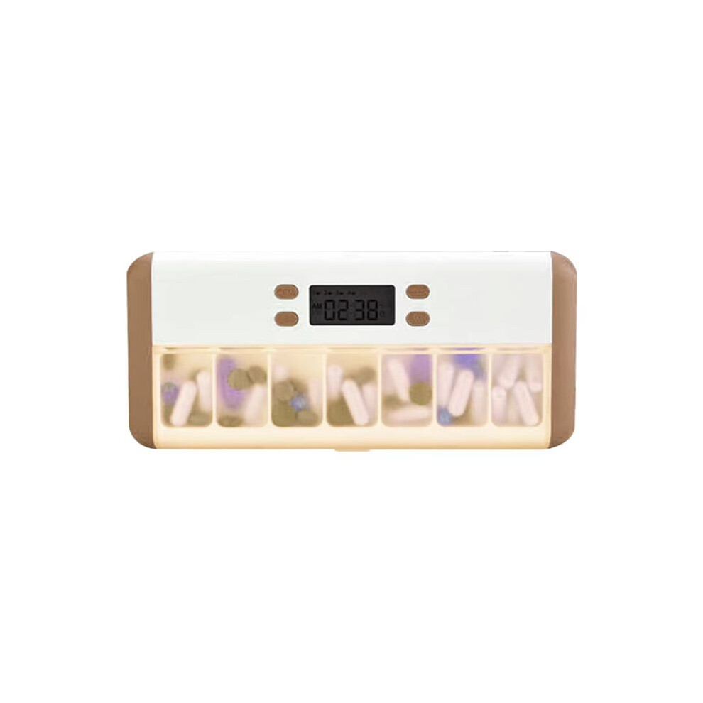 Pill Organizer Electronic Timing Reminder Storage Case Timer Weekly Pills Container Alarm Box for Traveling A