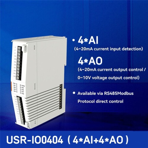 USR-M100-EAU Industrial Remote IO Gateway 4AI4AO Extender IO Controller with  Computing MQTT 4G Modem 2