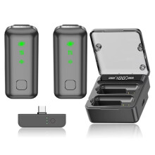 S52 2,4G Kabelloses Lavalier-Funkaufnahmemikrofon mit KI-Rauschunterdrückung für IPhone15, Tablet, Laptop, Live-Streams im Freien